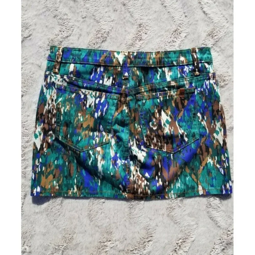 Joes Jeans Green Blue Watercolor Mini Skirt Sz 29‎